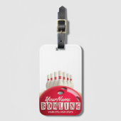 Gepersonaliseerde Bowling Ball Lanes Pins Retro Le Bagagelabel (Voorkant (verticaal))