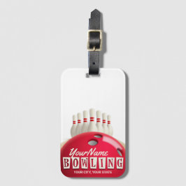 Gepersonaliseerde Bowling Ball Lanes Pins Retro Le Bagagelabel