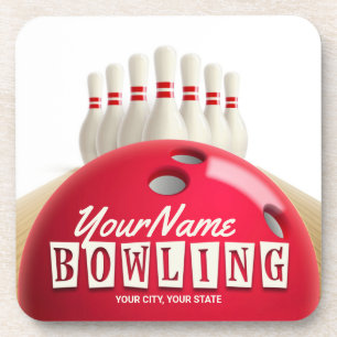 Gepersonaliseerde Bowling Ball Lanes Pins Retro Le Bier Onderzetter