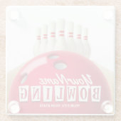 Gepersonaliseerde Bowling Ball Lanes Pins Retro Le Glazen Onderzetter (Achterkant)