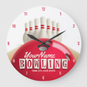 Gepersonaliseerde Bowling Ball Lanes Pins Retro Le Grote Klok (Voorkant)