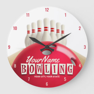 Gepersonaliseerde Bowling Ball Lanes Pins Retro Le Grote Klok