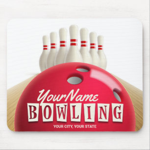 Gepersonaliseerde Bowling Ball Lanes Pins Retro Le Muismat