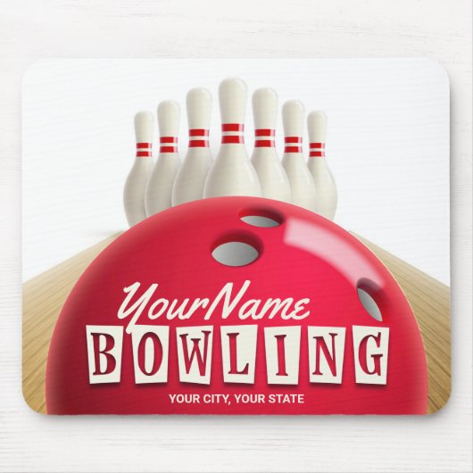 Gepersonaliseerde Bowling Ball Lanes Pins Retro Le Muismat (Voorkant)