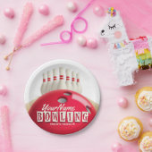 Gepersonaliseerde Bowling Ball Lanes Pins Retro Le Papieren Bordje (Feest)
