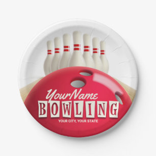 Gepersonaliseerde Bowling Ball Lanes Pins Retro Le Papieren Bordje