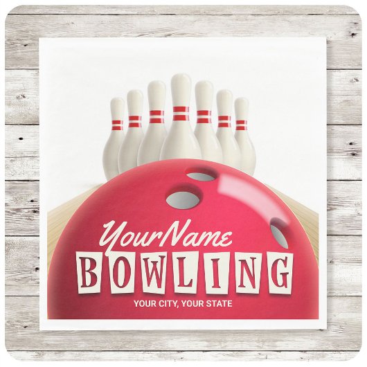 Gepersonaliseerde Bowling Ball Lanes Pins Retro Le Servet