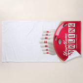 Gepersonaliseerde Bowling Ball Lanes Pins Retro Le Strandlaken (Voorkant)
