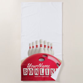 Gepersonaliseerde Bowling Ball Lanes Pins Retro Le Strandlaken