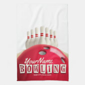 Gepersonaliseerde Bowling Ball Lanes Pins Retro Le Theedoek (Verticaal)