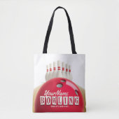 Gepersonaliseerde Bowling Ball Lanes Pins Retro Le Tote Bag (Voorkant)