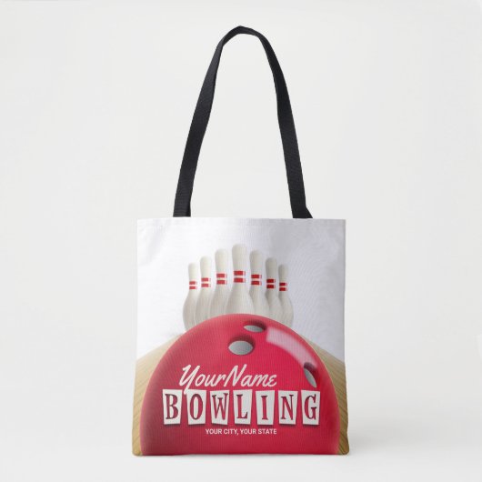 Gepersonaliseerde Bowling Ball Lanes Pins Retro Le Tote Bag (Voorkant)
