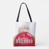 Gepersonaliseerde Bowling Ball Lanes Pins Retro Le Tote Bag (Achterkant)