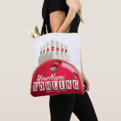 Gepersonaliseerde Bowling Ball Lanes Pins Retro Le Tote Bag (Dichtbij)