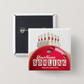 Gepersonaliseerde Bowling Ball Lanes Pins Retro Le Vierkante Button 5,1 Cm (Voorkant /achterkant)