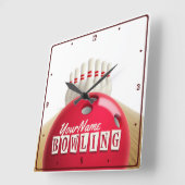 Gepersonaliseerde Bowling Ball Lanes Pins Retro Le Vierkante Klok (Hoek)