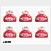 Gepersonaliseerde Bowling Ball Lanes Pins Retro Le Vierkante Sticker (Vel)