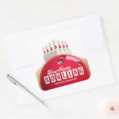 Gepersonaliseerde Bowling Ball Lanes Pins Retro Le Vierkante Sticker (Envelop)