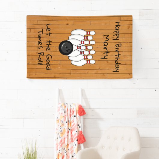 Gepersonaliseerde Bowling Gewaardeerde gelukkige v Spandoek (Insitu)