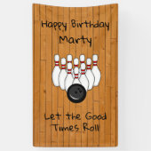 Gepersonaliseerde Bowling Gewaardeerde gelukkige v Spandoek (Verticaal)