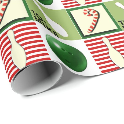 Gepersonaliseerde Bowling Kerstmis Cadeaupapier (Rol Hoek)