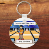 Gepersonaliseerde Bowling - Mannelijke Cartoon Sleutelhanger (Voorkant)