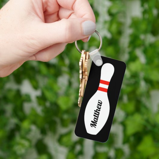 Gepersonaliseerde bowling pin sleutelhanger voor b (Hand)