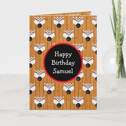 Gepersonaliseerde Bowling Thmed Birthday Kaart (Voorkant)