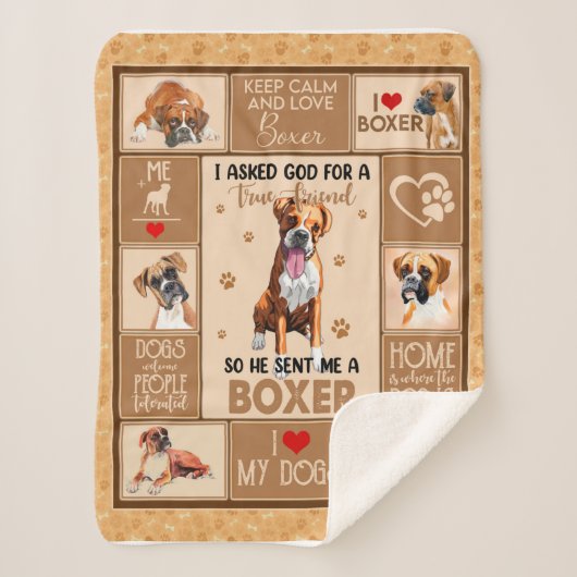 Gepersonaliseerde Boxer Dog Blanket, Sherpa Deken (Voorkant)