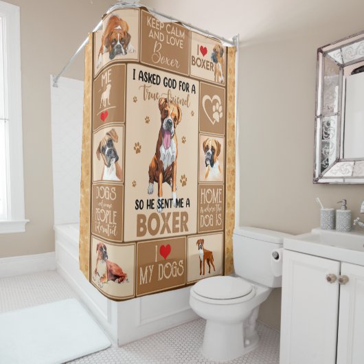 Gepersonaliseerde Boxer Dog Deken, Douchegordijn (In situ)