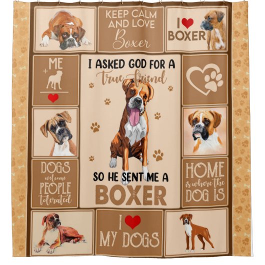 Gepersonaliseerde Boxer Dog Deken, Douchegordijn (Voorkant)