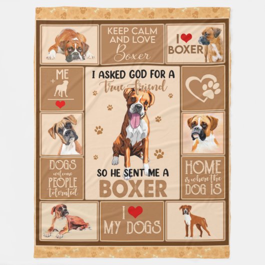 Gepersonaliseerde Boxer Dog Deken, Fleece Deken (Voorkant)
