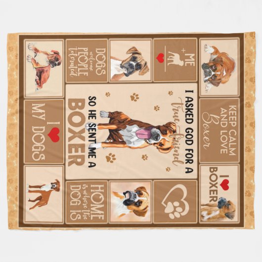 Gepersonaliseerde Boxer Dog Deken, Fleece Deken (Voorkant (Horizontaal))