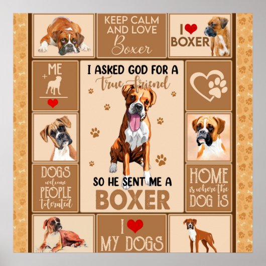 Gepersonaliseerde Boxer Dog Deken, Poster (Voorkant)