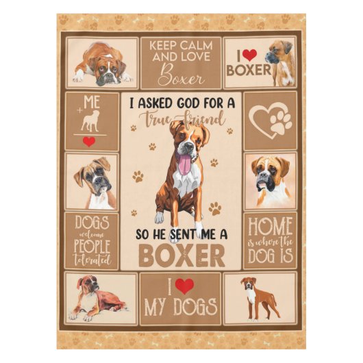 Gepersonaliseerde Boxer Dog Deken, Tafelkleed (Voorkant)