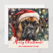 Gepersonaliseerde Boxer Dogs Vakantie Feestdagenkaart (Voorkant / Achterkant)