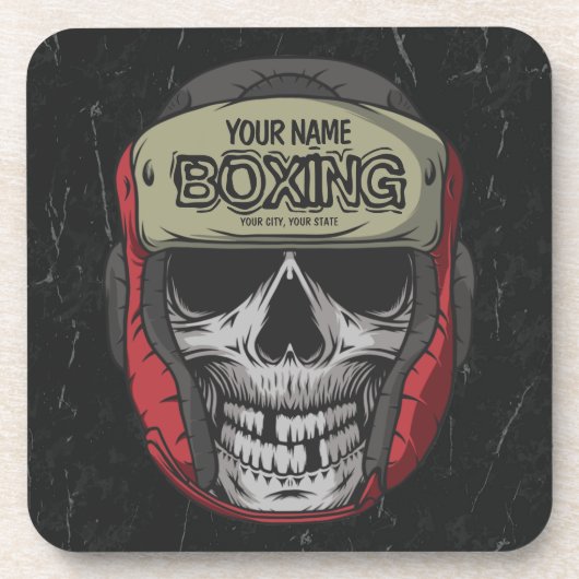 Gepersonaliseerde Boxer Fight Club Skeleton Boxing Bier Onderzetter (Voorkant)