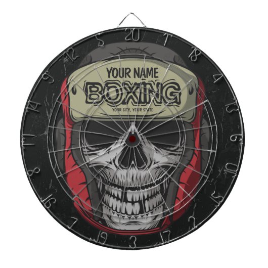 Gepersonaliseerde Boxer Fight Club Skeleton Boxing Dartbord (Voorkant)