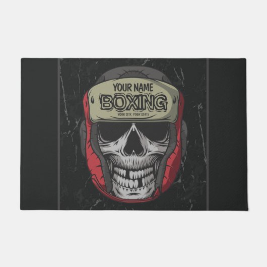 Gepersonaliseerde Boxer Fight Club Skeleton Boxing Deurmat (Voorkant)
