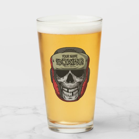 Gepersonaliseerde Boxer Fight Club Skeleton Boxing Glas (Voorkant gevuld)