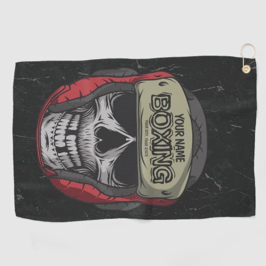 Gepersonaliseerde Boxer Fight Club Skeleton Boxing Golfhanddoek (Horizontaal)