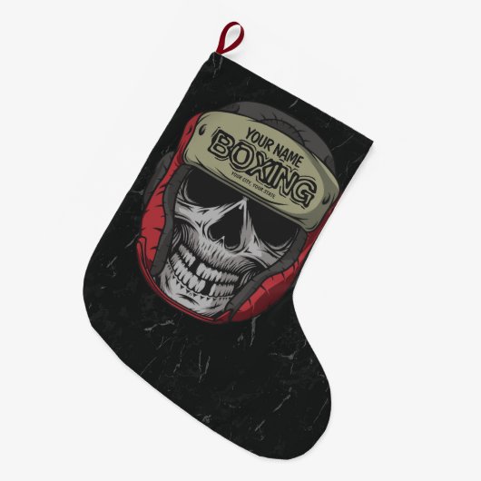Gepersonaliseerde Boxer Fight Club Skeleton Boxing Grote Kerstsok (Voorkant (Hangend))
