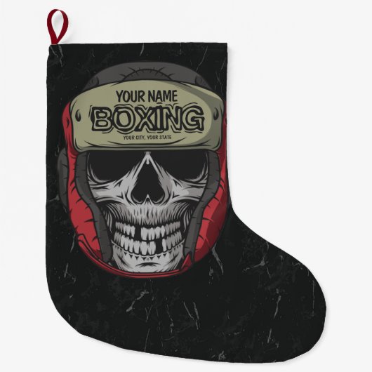 Gepersonaliseerde Boxer Fight Club Skeleton Boxing Grote Kerstsok (Voorkant)