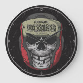 Gepersonaliseerde Boxer Fight Club Skeleton Boxing Grote Klok (Voorkant)
