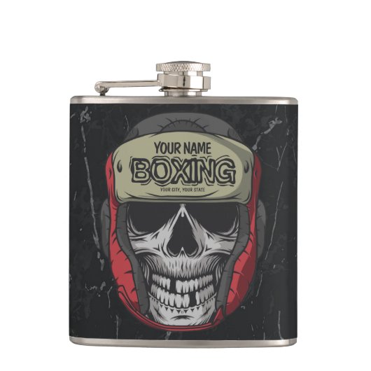 Gepersonaliseerde Boxer Fight Club Skeleton Boxing Heupfles (Voorkant)