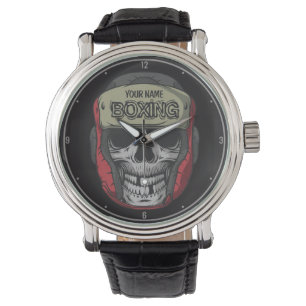 Gepersonaliseerde Boxer Fight Club Skeleton Boxing Horloge