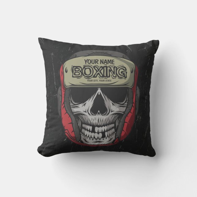Gepersonaliseerde Boxer Fight Club Skeleton Boxing Kussen (Voorkant)
