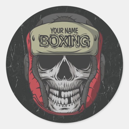 Gepersonaliseerde Boxer Fight Club Skeleton Boxing Ronde Sticker (Voorkant)