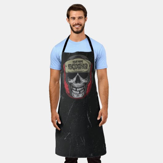 Gepersonaliseerde Boxer Fight Club Skeleton Boxing Schort (Gedragen)