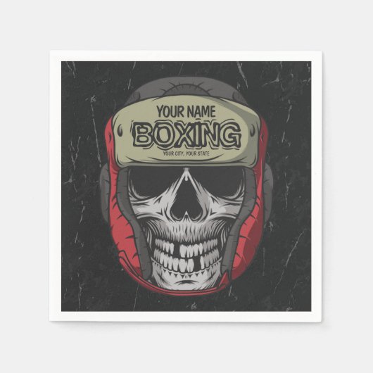Gepersonaliseerde Boxer Fight Club Skeleton Boxing Servet (Voorkant)